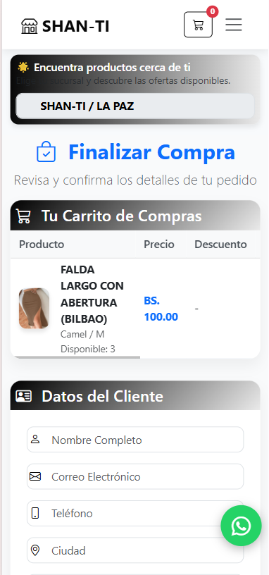 Pantalla de inicio de la app